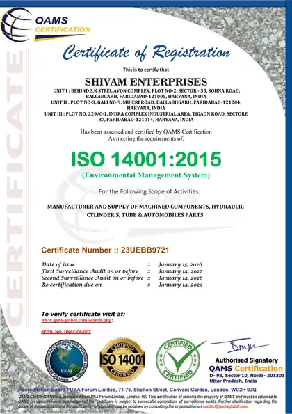 ISO 14001:2015 certificate preview