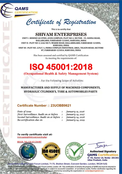 ISO 45001:2018 certificate preview