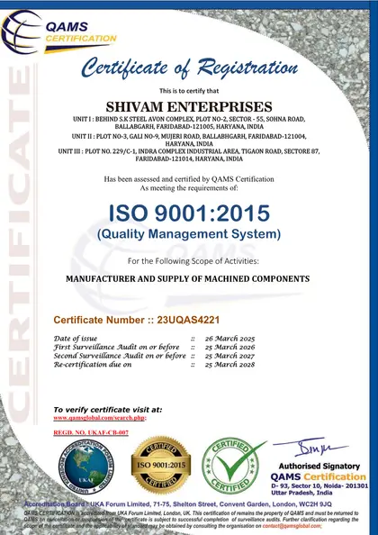 ISO 9001:2015 certificate preview